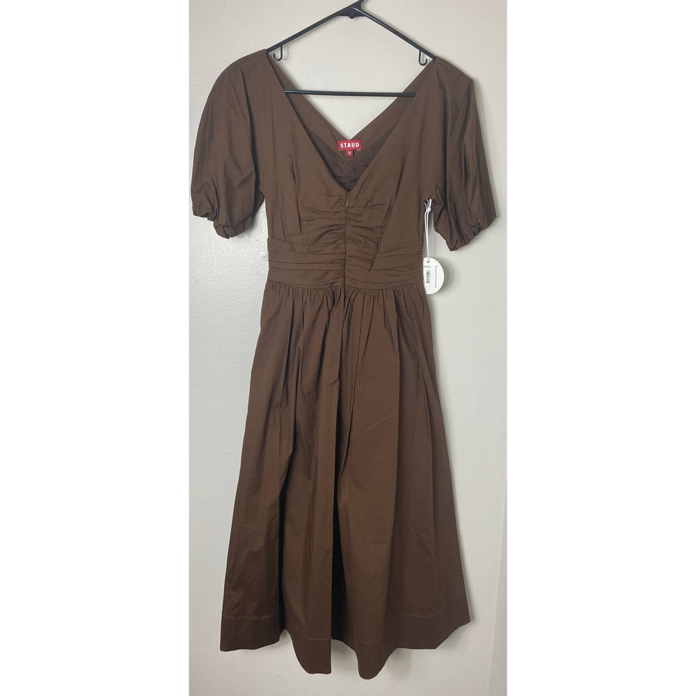 STAUD Brown Midi Dress